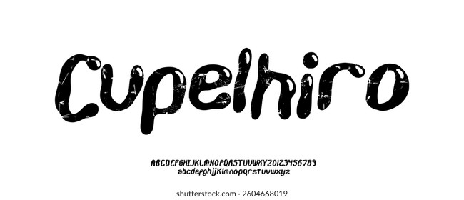 Font script grunge, uppercase and Lowercase, typography modern serif fonts regular, vector illustration, logotype, logo, simple design, concept children's 