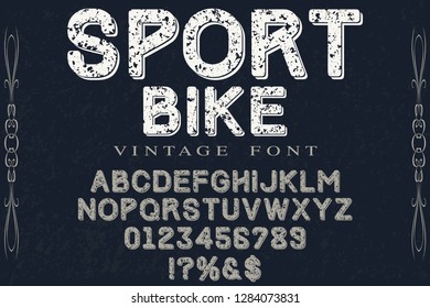 font script typeface 3d font vector named vintage sport bike