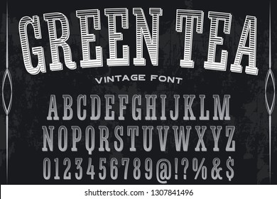 Font Script Typeface handcrafted handwritten vector label design named vintage green tea