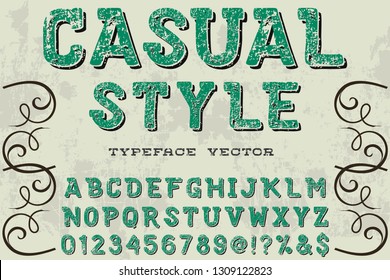 Font Script Typeface handcrafted handwritten vector label design named vintage casual style