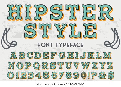 Font Script Typeface handcrafted handwritten vector label design named vintage hipster style