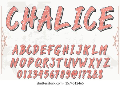 Font Script Typeface handcrafted handwritten vector label design old style.chalice