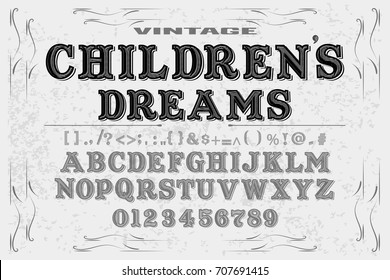 font script typeface handcrafted vector children's dreams