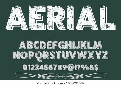 font script typeface. vector classic font alphabet shadow named aerial