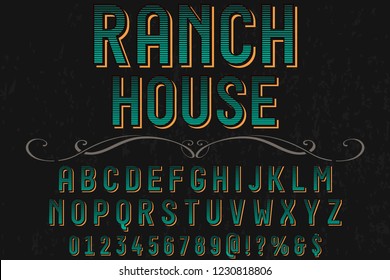 font script typeface vector named vintage ranch house