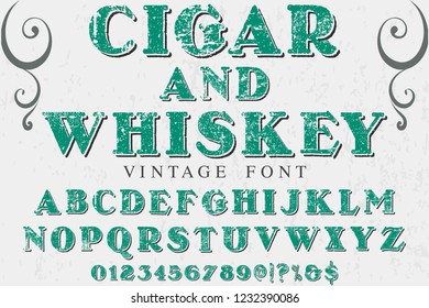 font script typeface vector named vintage cigar and whiskey