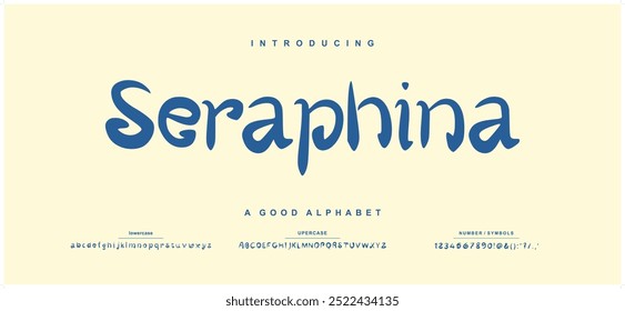 Script De Fuente “Seraphina” Mayúsculas Y Minúsculas Y Número. Diseños de moda minimalistas con letras clásicas. Fuentes Script Tipografía moderno concepto femenino decorativo regular. Ilustración vectorial