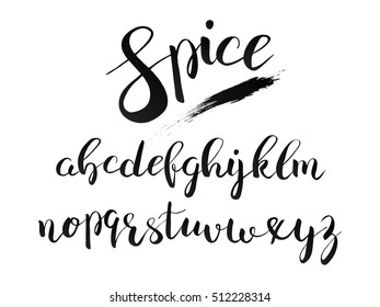 Font. Scrypt. Typeface. Calligraphic brushpen font. Vector handwritten brush script