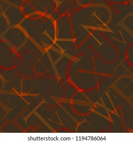 font seamless pattern on a black background, vector illustratIon clip-art