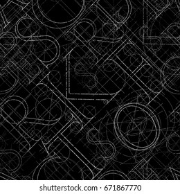 font seamless pattern on a black background, vector illustration clip-art