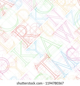 font seamless pattern on a white background, vector illustration clip-art