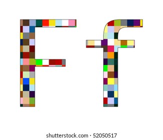 Font Set 1 Letter F Isolated on White