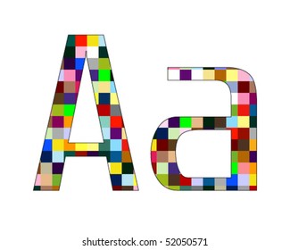 Font Set 1 Letter A Isolated on White