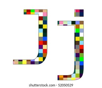 Font Set 1 Letter J Isolated on White