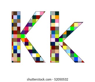 Font Set 1 Letter K Isolated on White
