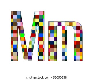 Font Set 1 Letter M Isolated on White