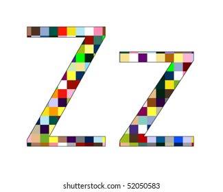 Font Set 1 Letter Z Isolated on White