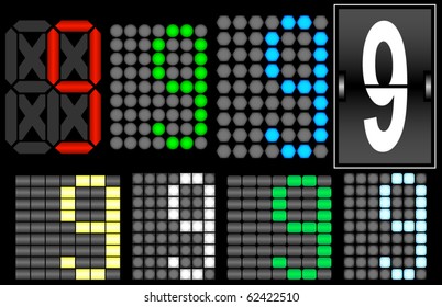 Font Set 4 Digital Display Number 9