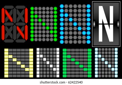 Font Set 4 Digital Display Letter N