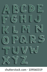 Fuente: conjunto de letras mayúsculas dibujadas a mano con sombras (oscuro)
