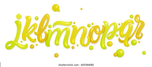 Font set with letters a, b, c, d, e, f, g, h, i. Alphabet made of fresh citrus juices (orange, grapefruit, lemon, fresh lime) isolated on white. 