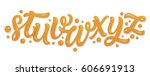 Font set with letters s, t, u, v, w, x, y, z. Alphabet set made of caramel, liquid and glossy. Cartoon kids style. Typography vector illustration.