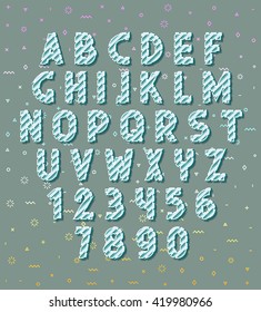 Font set volume and numbers. letters alphabet 3d.