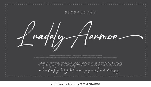 Fuente Fuente Fuente de letras de script de firma