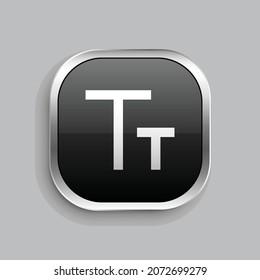 font size 2 icon design. Glossy Button style rounded rectangle isolated on gray background. Vector illustration