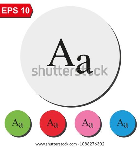 Font size flat round colorful vector icon.