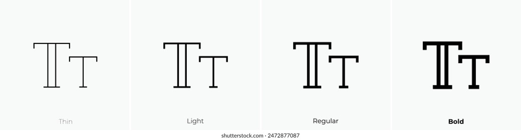 font size icon. Thin, Light Regular And Bold style design isolated on white background