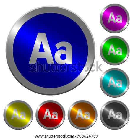 Font size icons on round luminous coin-like color steel buttons