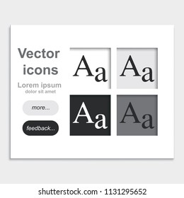 Font size placed on web page template flat vector icon.