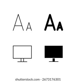 Tamaño de fuente y Colección de iconos de pantalla en línea y estilo sólido