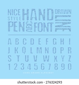  font sketch alphabet, Vector illustration.