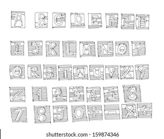Font Sketch Hand drawing vector letters 