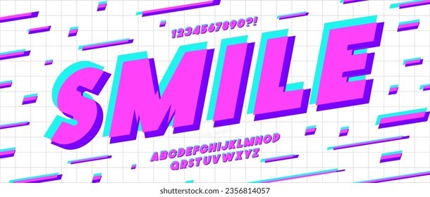 Font smile vector 3d bold style modern typography