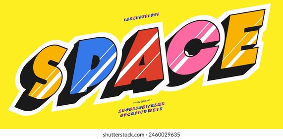 Font space 3d bold coloful style