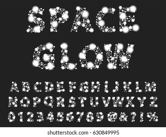 Font space alphabet typeface script with minimal design typographic modern graphic vector illustration.