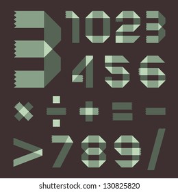 Font from spindrift scotch tape - Arabic numerals (0, 1, 2, 3, 4, 5, 6, 7, 8, 9).
