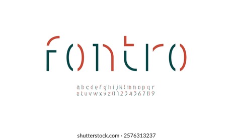 Font stencil alphabet made nouveau art deco style, lowercase letters from A to Z and numbers from 0 to 9, vector illustration 10EPS.