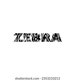 Font in the style of animalism, made in the form of a zebra coloring