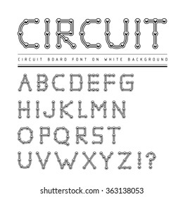 Font stylized track electronic circuit board. 