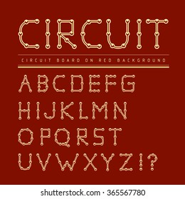 Font stylized track electronic circuit board. 