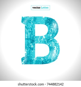 Font Symbol B. Grunge Vector Blue Sketch Style.