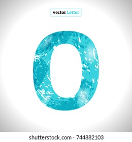 Font Symbol O. Grunge Vector Blue Sketch Style.