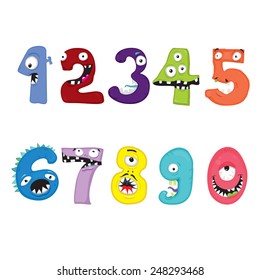  Font, symbols, numbers, isolated on white background. Monsters.