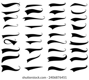 Font tail vector collection. Silhouettes of font tail set. 