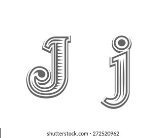 Font tattoo engraving letter J