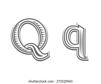 Font tattoo engraving letter Q